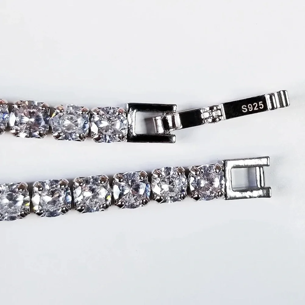 3-5mm Silver Full Drill Fine Tennis Bracelet